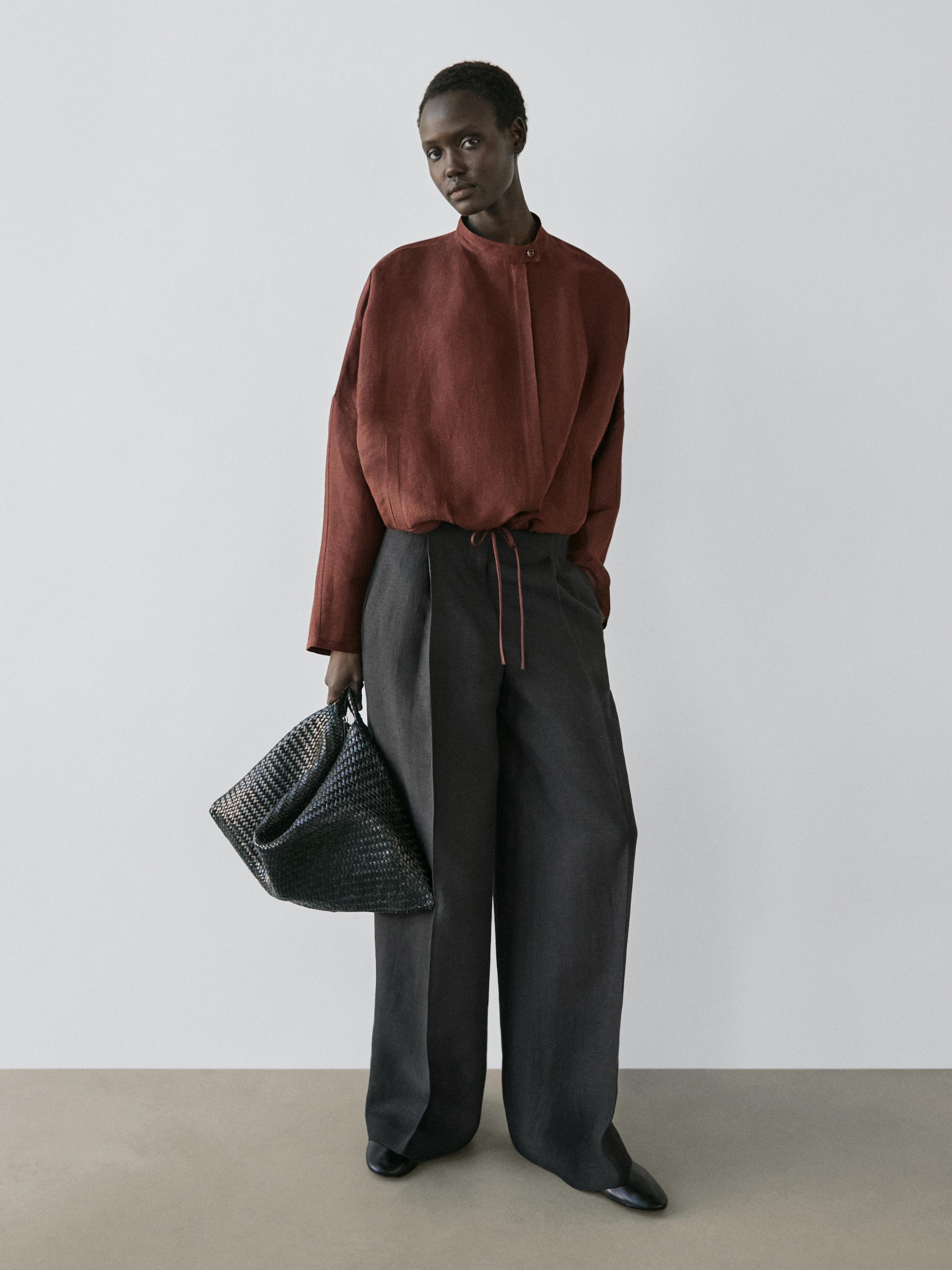Flowing linen suit trousers